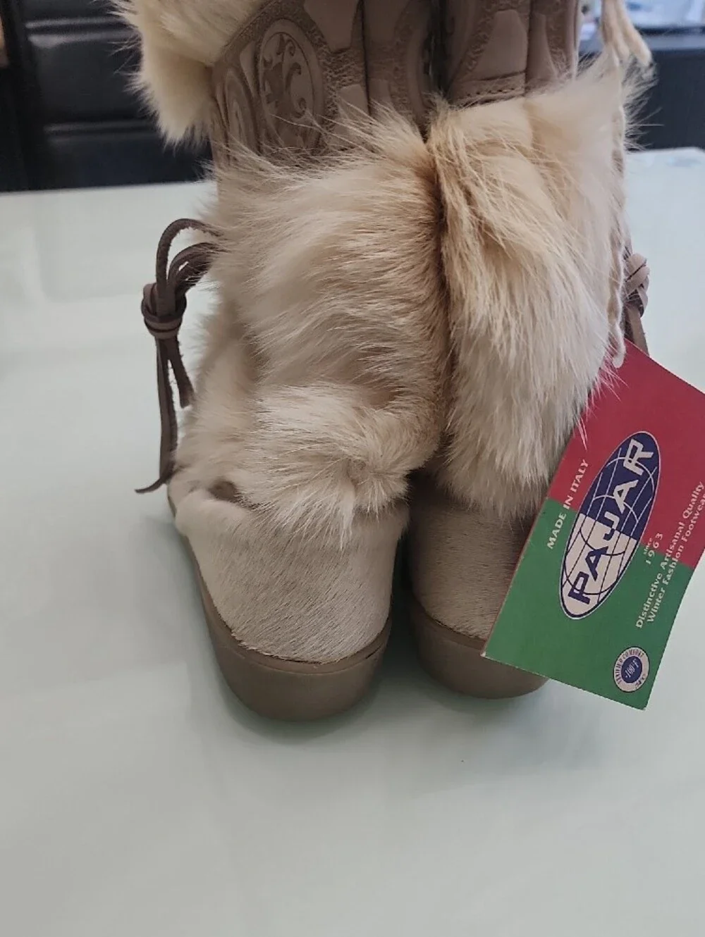 PAJAR Real Fox fur snow wintTan Faux Fur Winter Boots with Decorative Band